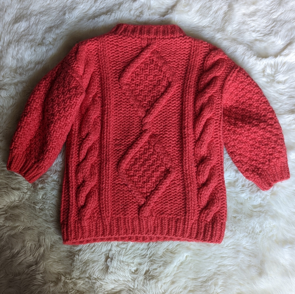 I Love Mr. Mittens Diamond Oversized Cable Knit Wool Sweater in Red - Picture 10 of 16
